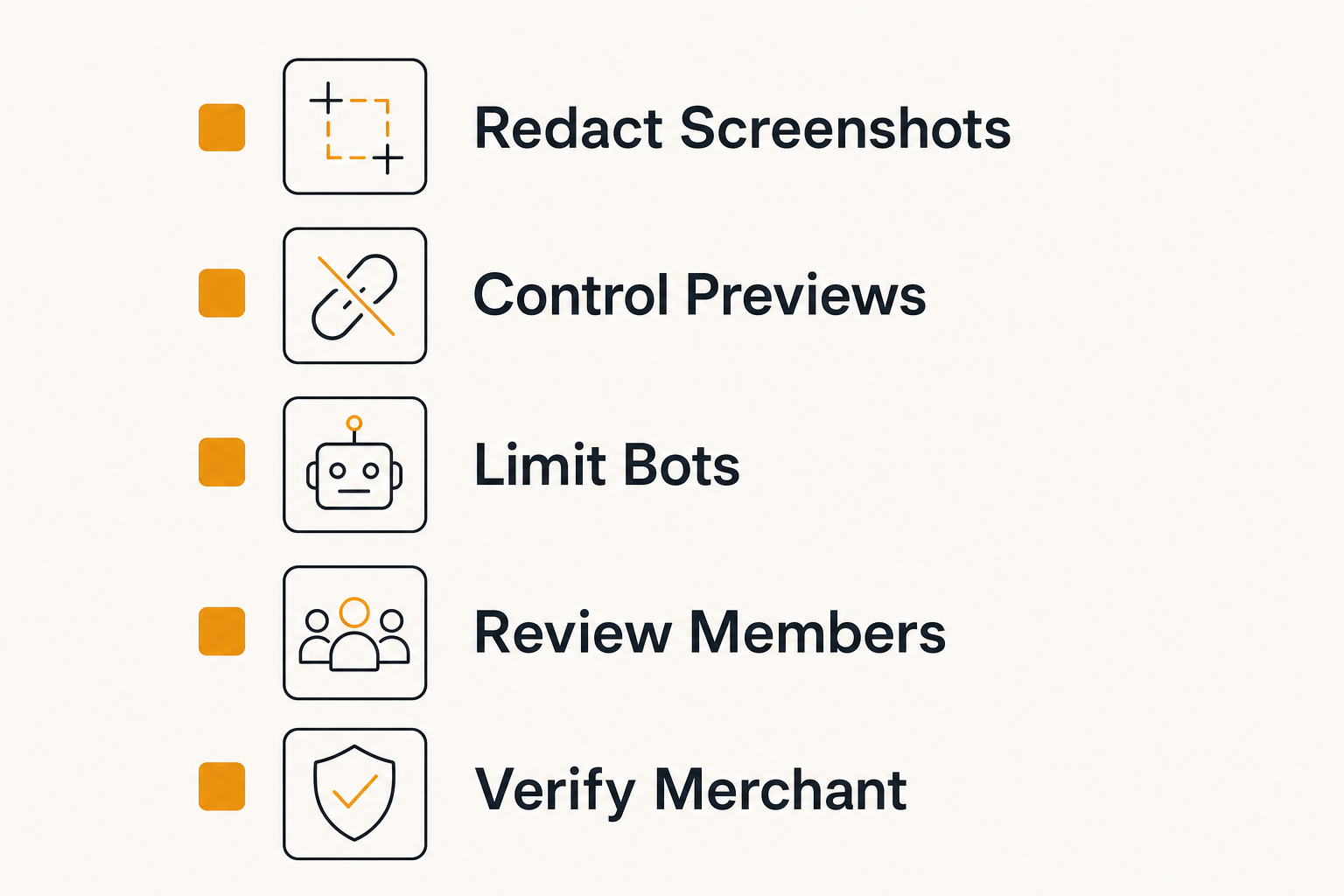 Checklist of common secure coupon sharing controls